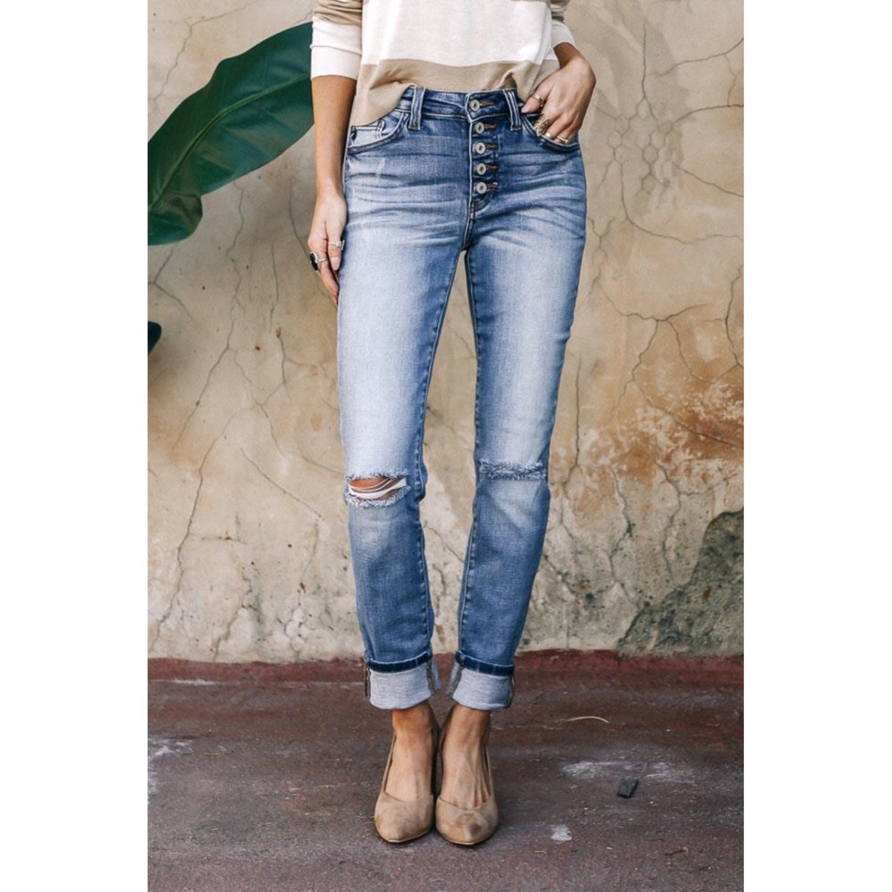 NWT Kancan Button Fly High Rise Straight Fit Denim - Picture 2 of 7
